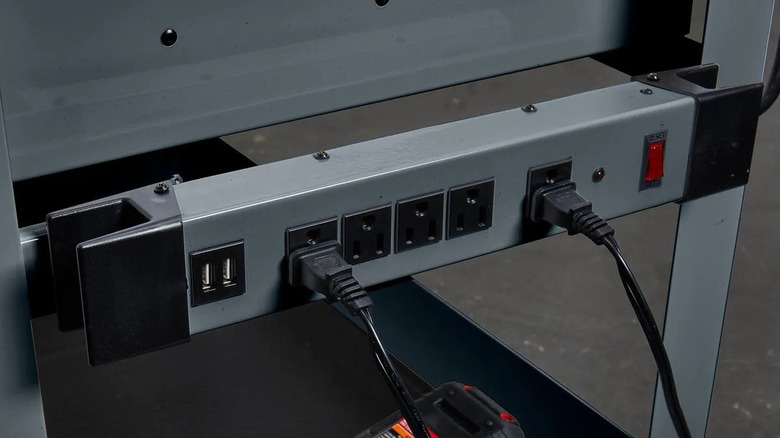 U.S. General magnetic power strip on a tool cart