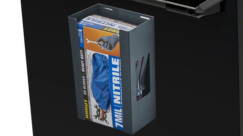 U.S. General magnetic glove/tissue dispenser attached to a tool cart