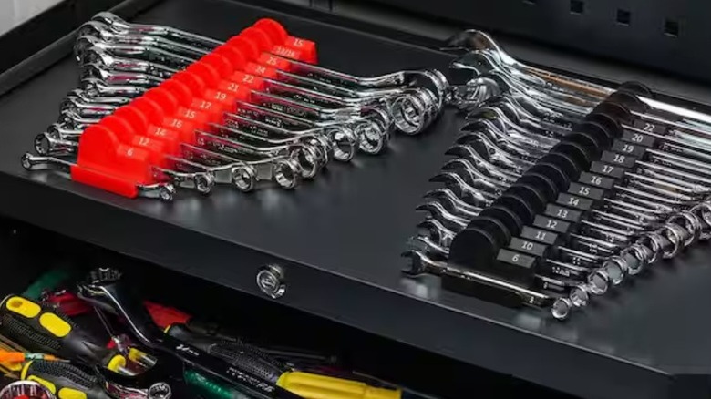 Wrench organizer in tool chest