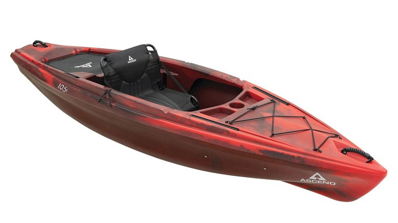 Red Ascend kayak against a white background