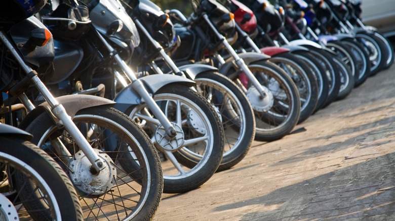 motorcycles lined up