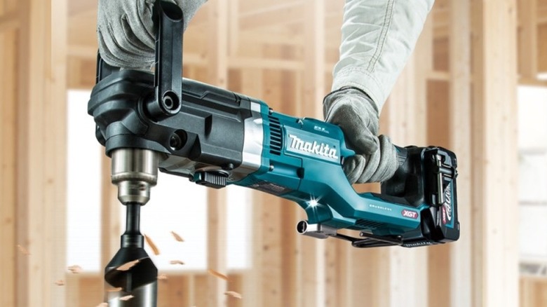 drilling with Makita right angle drill