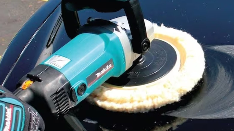 buffing up car with Makita polisher