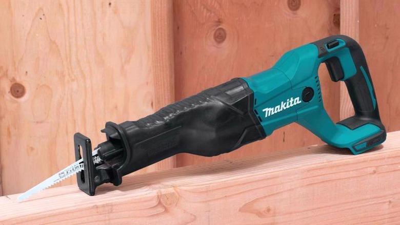 Makita XRJ04Z reciprocating saw at a jobsite