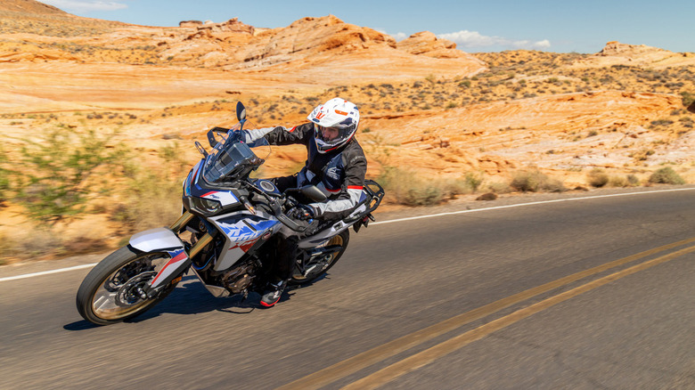 Honda Africa Twin on a winding desert road