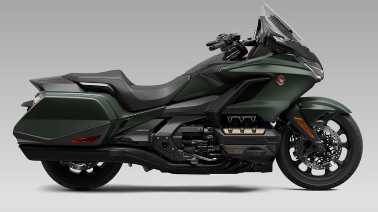 Honda Gold Wing DCT on display in matte green