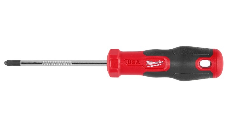 An ergo-grip Milwaukee screwdriver against a white background.