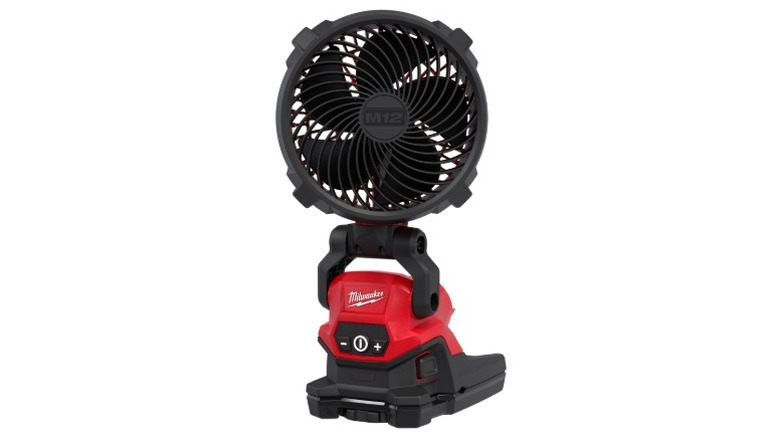 Milwaukee M12 brushless mounting fan against a white background
