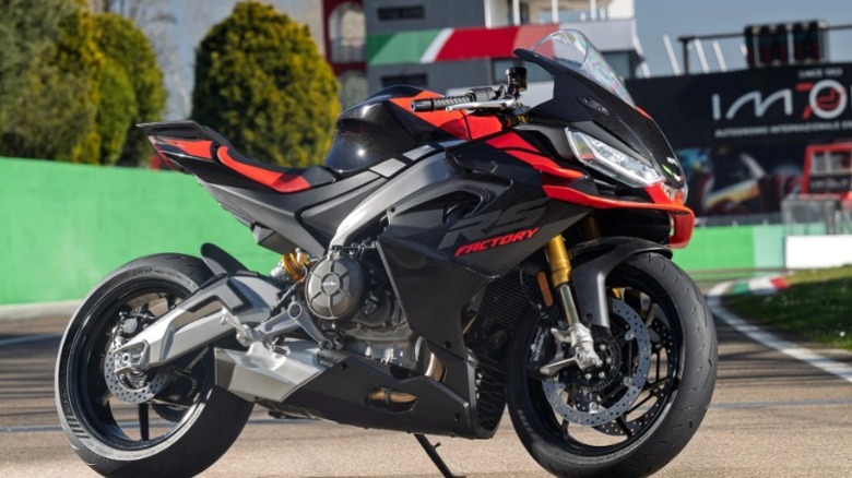A red and black Aprilia RS 660 Factory