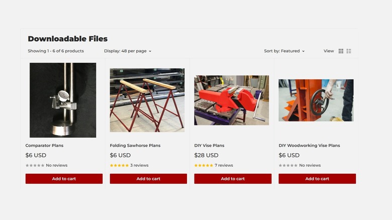 An image of Fireball Tool's downloads page, with a list of downloadable files and their prices