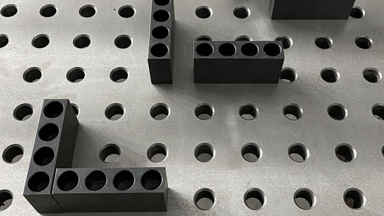 Fireball Tool fence blocks set in place on a fixture table