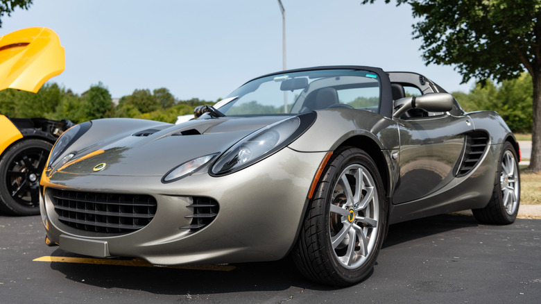 A gray 2005 Lotus Elise parked