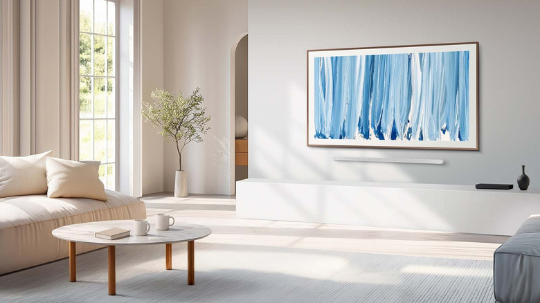 The Samsung Frame Pro TV installed in a living room