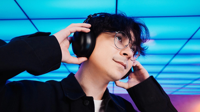A person wearing the Sony Inzone H6 Air headset