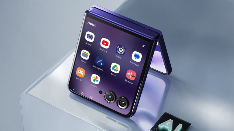The Motorola Razr Ultra 2026 smartphone in half-folded position