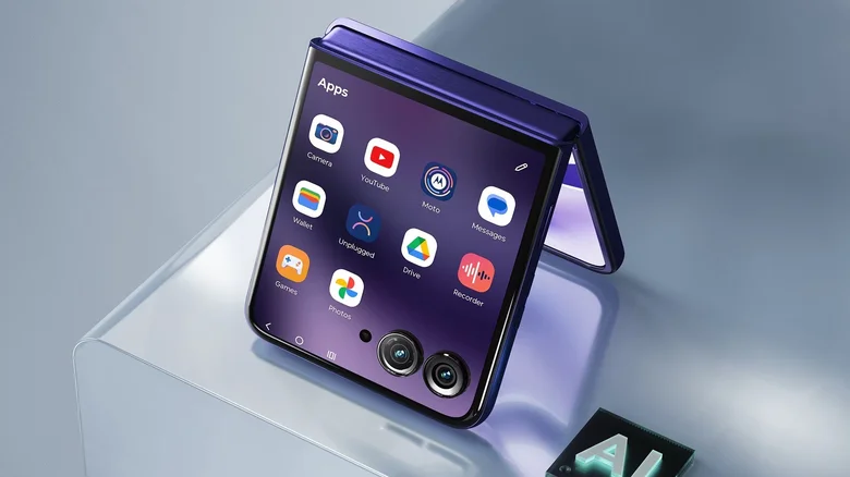 The Motorola Razr Ultra 2026 smartphone in half-folded position