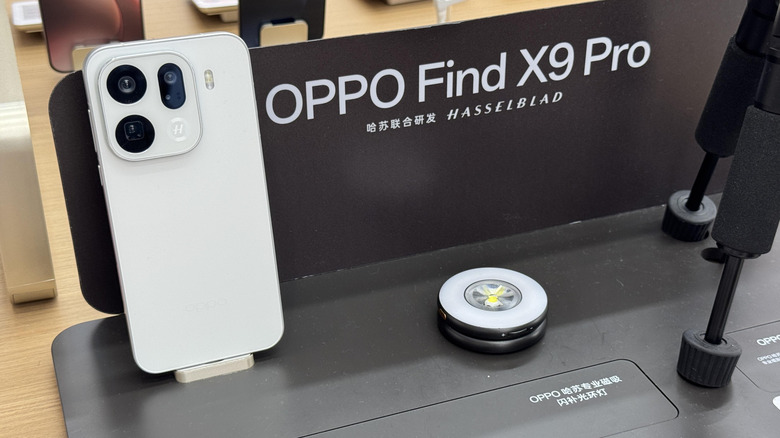 An Oppo Find X9 Pro on display at an event