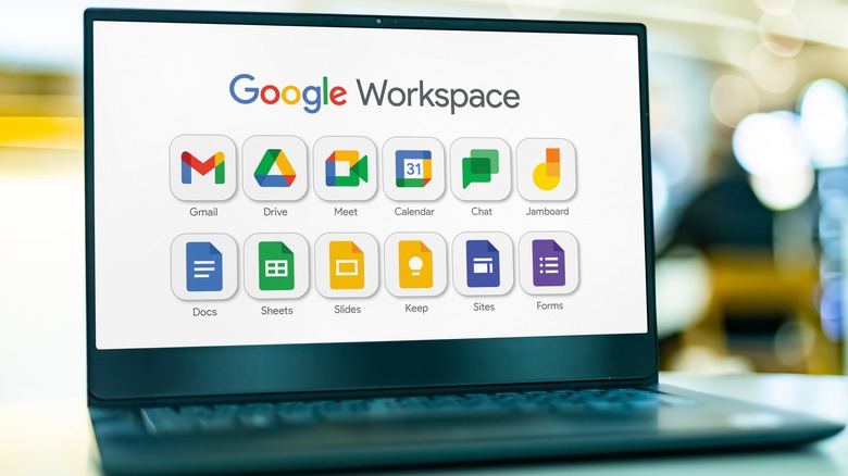Google Workspace mockup on a laptop