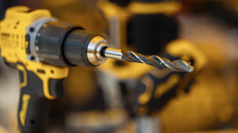 closeup of a DeWalt drill