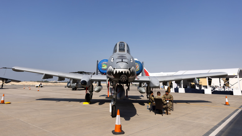 An A10 warthog on the ground at a Bahraini air force base