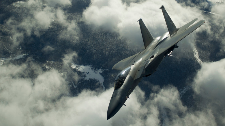 One of the most legendary planes of all time, the F-15 eagle picture here performing an aerial move