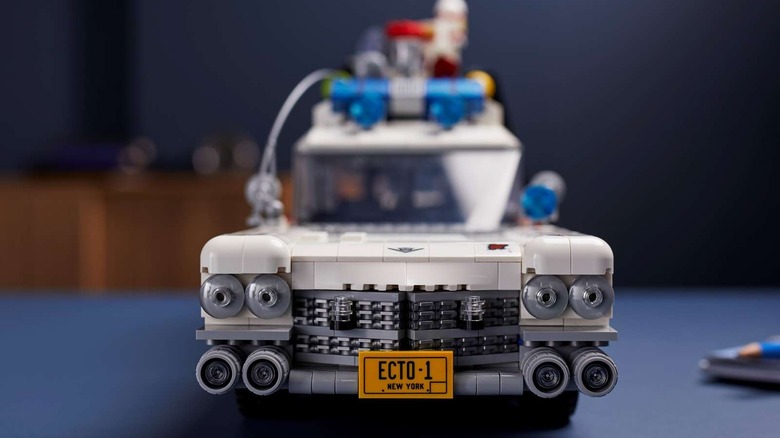 The front of the Ghostbusters ECTO-1 LEGO Icons set.