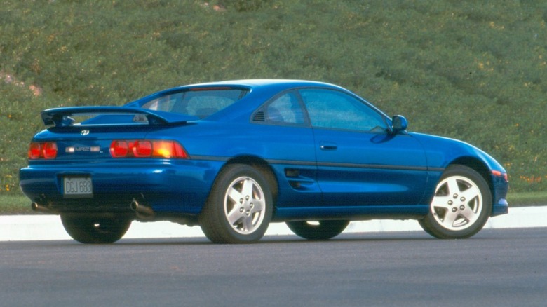 Blue second gen Toyota MR2 rear 3/4