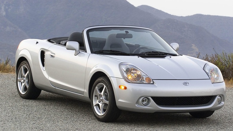 Silver third gen Toyota MR2 Spyder front 3/4