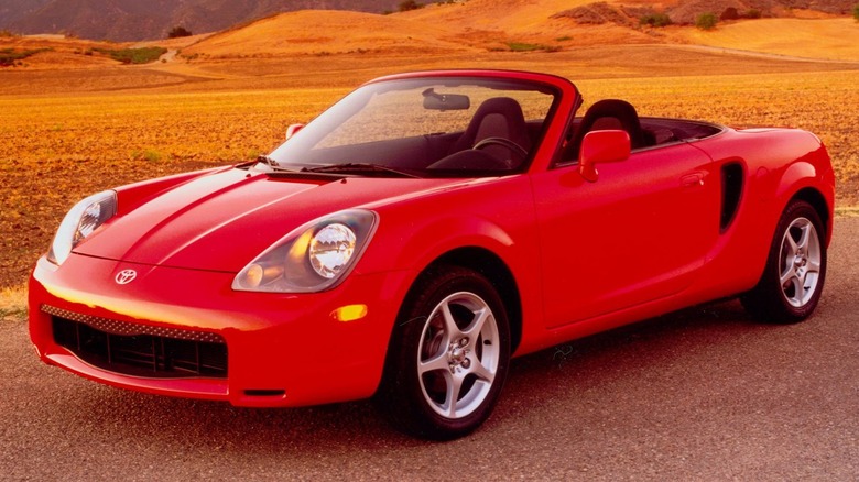 Red third gen Toyota MR2 Spyder parked