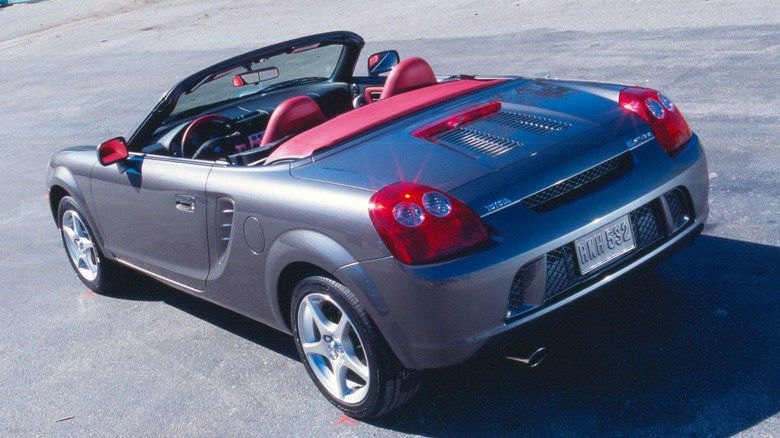 Silver third gen Toyota MR2 Spyder rear 3/4