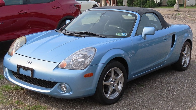 Blue third gen Toyota MR2 Spyder in a parking lot