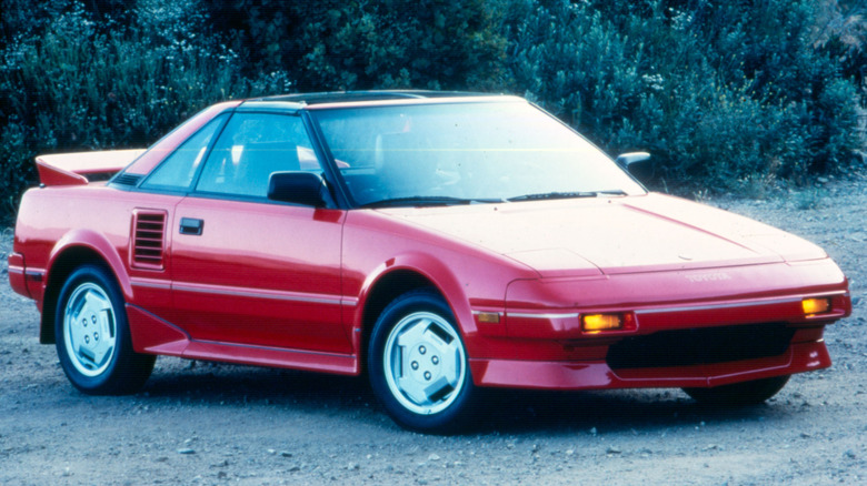 First gen red Toyota MR2 front 3/4