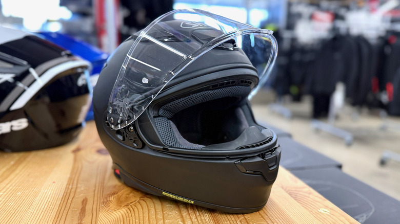 Shoei RF-1400 helmet on a table