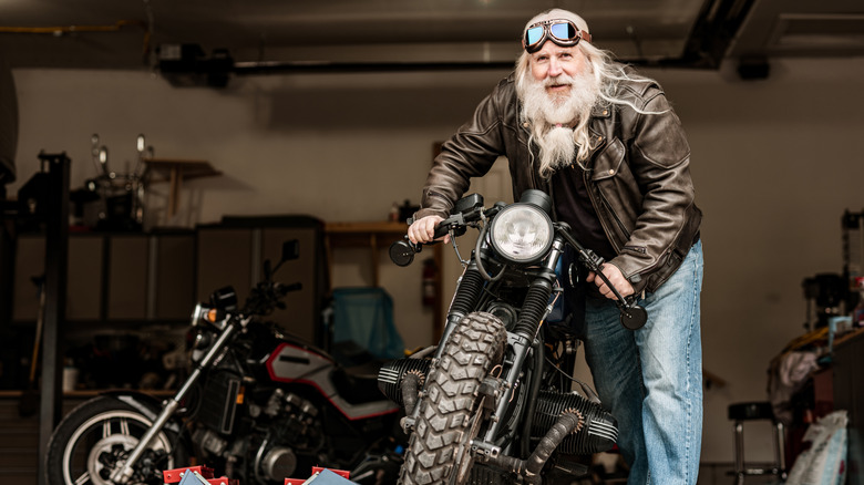 old motorcycle rider
