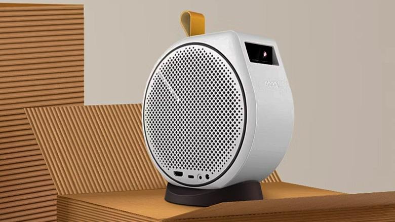 The BenQ GV50 sitting on a box.