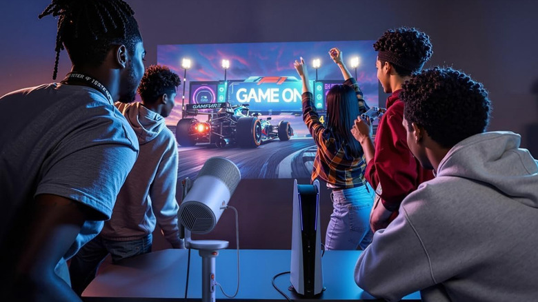 Playing video games on the Xgimi MoGo 4 Laser.