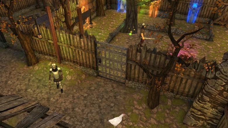 Exploring a town in Moonshades while avoiding knights