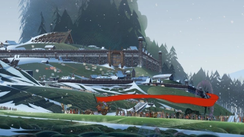 The caravan moving forward in The Banner Saga