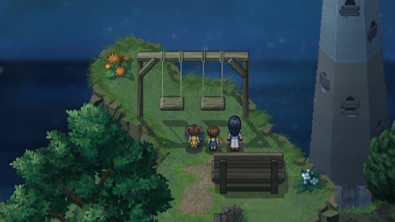 Overlooking the sea next to a lighthouse in To the Moon