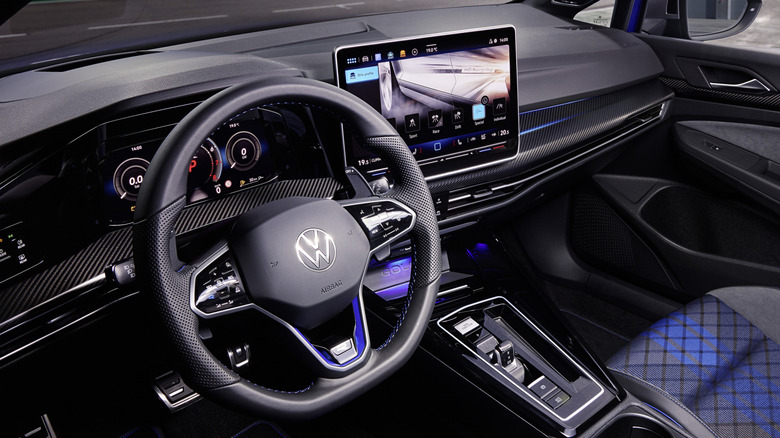 Volkswagen Golf R interior dashboard viewed from an open window