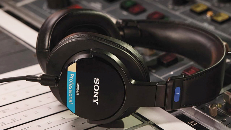 A pair of Sony MDR-M1s in the studio.