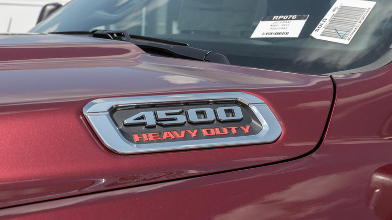 RAM 4500 badging on a maroon RAM 4500, year unknown
