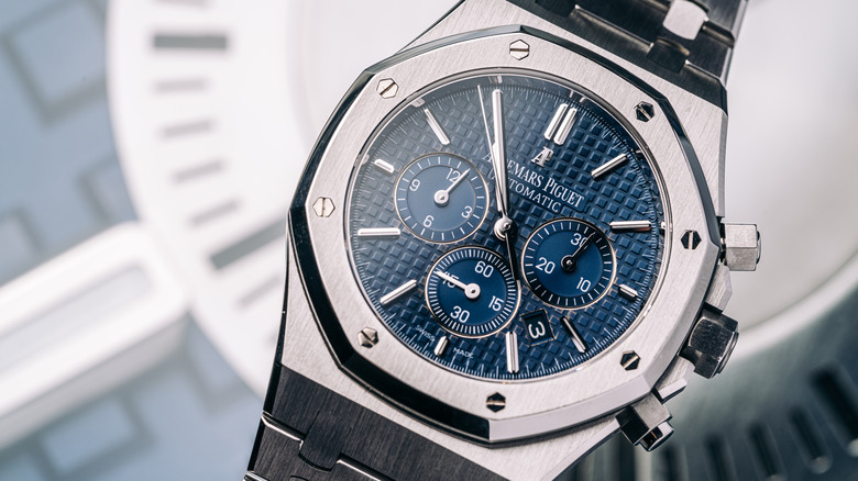 Closeup of an Audemars Piguet Royal Oak Chronograph