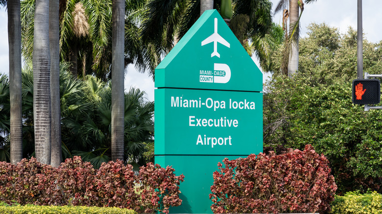 Miami-Opa Locka Executive Airport signage at the entrance