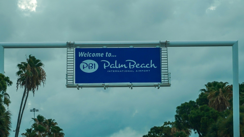 Palm Beach International Airport sign at the entrance of the PBI airport