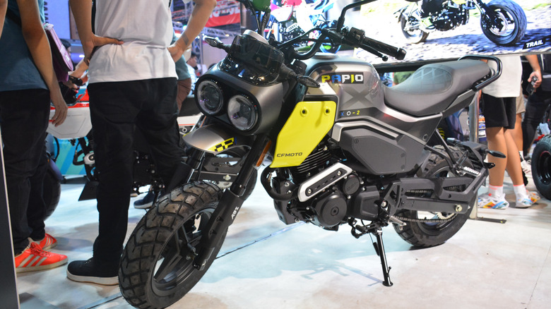 A black CFmoto Papio bike on display at an exhibition in the Philippines from a few years ago.