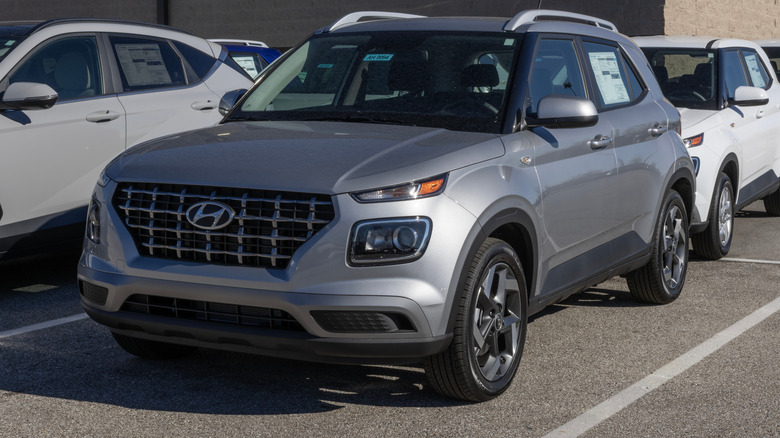 Grey 2026 Hyundai Venue in a parking lot