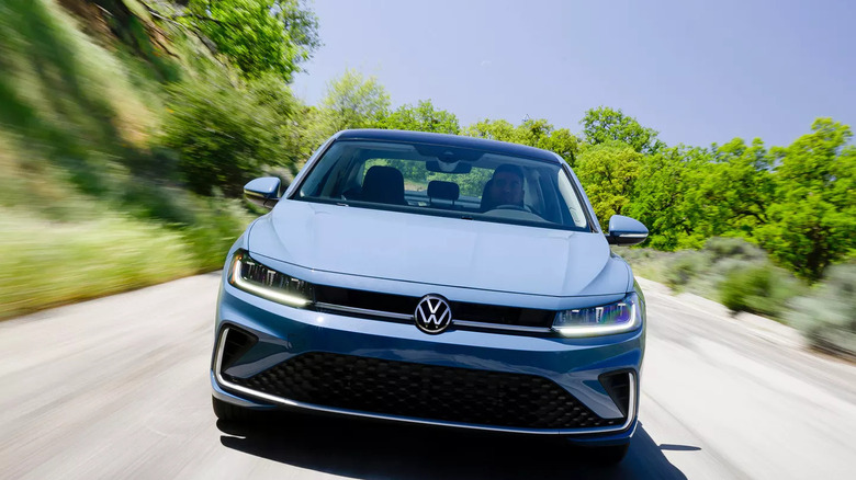 2026 Volkswagen Jetta speeding in the countryside