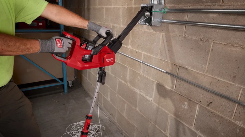 pulling wire with M18 Fuel wire puller on jobsite