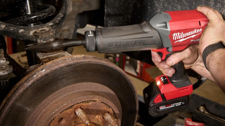 bashing auto part with M18 Fuel striker chisel tool
